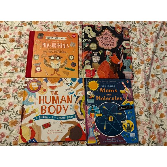 Usborne STEM Book Lot Flap Shine Light Human Body Atoms Wooly Mammoth Math - Picture 1 of 2